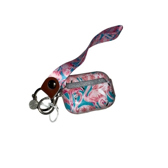 Simply Southern Flamingo Pattern AirPod Case Cover Keychain Pink Durable Fit new - Picture 6 of 7